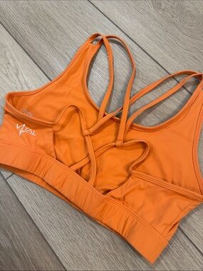 Vital Apparel Strappy Orange Sports Bra Sz XL Workout Trendy Sporty